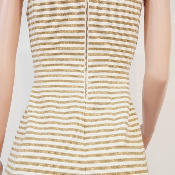 Lilly Pulitzer Brielle Gold Cameo White Ottoman Stripe Fit Flare Dress Size: XS - Picture 12 of 16